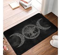 OOAXBEED Tapis d'entrée extérieur Triple Lune avec Pentagramme, Style païen Wiccan, pour Cuisine, Salle de Bain, Garage ou Autre.-16x24 inch