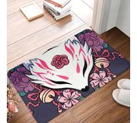 OOAXBEED Tapis d'entrée Fox Spirit Kitsune antidérapant et Absorbant pour intérieur, Style Japonais Kabuki, Tapis de Sol/de Salle de Bain/d'entrée.