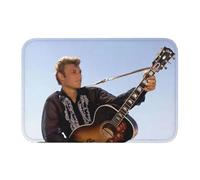 OOAXBEED Tapis d'entrée Johnny Hallyday antidérapant et Absorbant pour extérieur, inspiré du Chanteur de Rock français. Tapis d'entrée pour Salon.