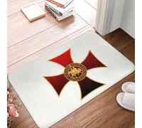 OOAXBEED Tapis d'entrée personnalisé avec Croix et Sceau des Templiers, antidérapant et Absorbant, pour intérieur, Jardin ou Garage.