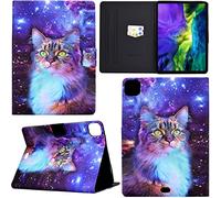 Ooboom Coque pour iPad Pro 11" 2022/2021/2020/2018/iPad Air 4/Air 5 10,9", PU Cuir Flip Smart Cover Housse Étui Case Mince Wallet Supporter avec Carte de Crédit Fentes Fermoir Magnétique - Chat Étoile