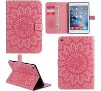 Ooboom® iPad 2/3/4 Coque Motif Tournesol PU Cuir Flip Housse Étui Smart Cover Case Wallet Pochette Support avec Porte-Cartes pour iPad 2/3/4 - Rose Clair