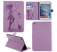 Ooboom® iPad Pro 9.7 Coque Gaufrer Motif Fille PU Cuir Flip Housse Étui Smart Cover Case Wallet Supporter Pochette pour iPad Pro 9.7 - Violet