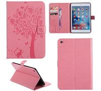 Ooboom® iPad Pro 9.7 Coque Motif Arbre Chat PU Cuir Flip Housse Étui Cover Case Fermeture Magnétique Support avec Porte-cartes pour iPad Pro 9.7 - Rose Clair