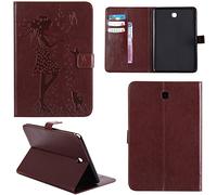 Ooboom® Samsung Galaxy Tab A 8.0 Coque Gaufrer Motif Fille PU Cuir Flip Housse Étui Smart Cover Case Wallet Supporter Pochette pour Samsung Galaxy Tab A 8.0 - Marron