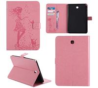 Ooboom® Samsung Galaxy Tab A 8.0 Coque Gaufrer Motif Fille PU Cuir Flip Housse Étui Smart Cover Case Wallet Supporter Pochette pour Samsung Galaxy Tab A 8.0 - Rose Clair
