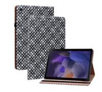 Oobooms Coque pour Samsung Galaxy Tab A8 10,5", Motif Tissé Flip Folio Smart Cover Housse Étui Wallet Case PU Cuir Supporter avec Carte de Crédit Fentes Élastique - Noir
