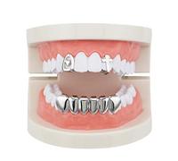 OOCC Lot de 2 dents de grillz en forme de cœur et 6 dents inférieures Grillz Hip Hop Grillz Vampire Crocs Grillz, Métal, NA.