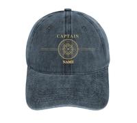 OOEREWGF Personnalisé Nautique Océan Bateau Capitaine Chapeau pour Les Hommes, Personnalisé Nom Marin Voile Boussole Capitaine Caps pour Le Propriétaire du Bateau