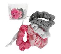 OOF! Support de chouchou + chouchous assortis | Lot de 6 chouchous en coton + élastique en satin pour queue de cheval | Porte-anneau + chouchous sans dommages pour filles et femmes | Ensemble nuages