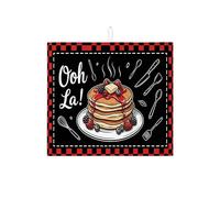 Ooh La! Tapis de séchage pour comptoir de cuisine, tapis absorbant à carreaux rouge et noir, tapis de séchage rétro amusant en microfibre pour protecteur de comptoir de cuisine, 40,6 x 45,7 cm