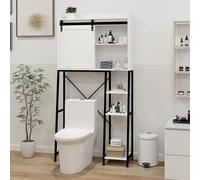OOIILLEE Armoire de Salle de Bain Suspendue au-Dessus des Toilettes, Rangement avec Porte Coulissante, Tablettes Réglables et Étagère Latérale - Blanc