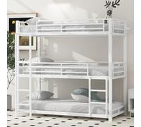 OOIILLEE Cadre de lit en métal 90x200cm, lit superposé, lit superposé Triple pour Enfants, Adolescents et Adultes, Blancnoir