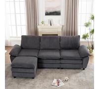 OOIILLEE Canapé 3 Places en Forme de L, Canapé Lit modulable avec Pouf Amovible, Fauteuil rembourré avec Chaise Longue, pour Salon, en Velours Gris foncé