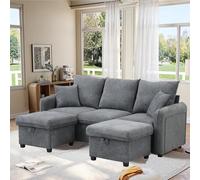 OOIILLEE Canapé 3 Places rembourré en Forme de U, canape Dangle avec 2 Pouf de Rangement, canapé Convertible avec Fonction Couchage, canapé modulable avec 2 tiroirs, Chenille