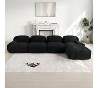 OOIILLEE Canapé d'angle 4 Places, Canapé de Compression, canapé sectionnel, revêtement antidérapant Haute élasticité 32D, avec Assise inclinable, accoudoirs Extra-Larges, Combinaison Libre, Noir