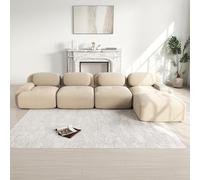 OOIILLEE Canapé d'angle 4 Places Modulable avec Méridienne Intégrée - Tissu Élastique 32D Antidérapant, Accoudoirs XXL, sans Assemblage - pour Salon, Bureau et Home Cinéma