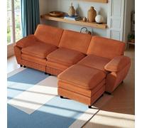 OOIILLEE Canapé d'angle modulaire en Velours, Ergonomique et spacieux, 3 Places + Pouf Amovible - Lits Convertible