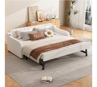 OOIILLEE Canapé Lit 1 Place Évolutif 90x200 cm, Convertible en Lit de Repos avec Matelas Integré, et Port USB Integré, Idéal Studio ou Appoint Guest (Beige)