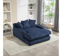OOIILLEE Canapé lit Moderne en Velours côtelé avec 3 Coussins Moelleux, canapé 1 Place, méridienne, canapé Confortable pour Salon, Appartement ou Bureau, Bleu Marine