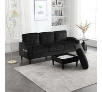OOIILLEE Canapé sectionnel avec Repose-Pieds et Rangement, canapé d'angle avec accoudoirs Confortables, canapé 4 Places avec Porte-gobelets et Poches latérales, Pieds en Plastique Robustes, Velours
