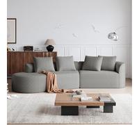 OOIILLEE Canapé sectionnel modulaire, canapé rembourré Chenille, canapé d'angle surdimensionné 4 Places avec 4 Coussins décoratifs, Librement combinable (Gris Clair-2)