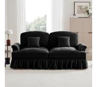 OOIILLEE élégant canapé Deux Places de Style Moderne du Milieu du siècle. canapé modulaire est doté d'accoudoirs évasés vers l'extérieur, d'une Jupe Amovible et de Pieds en Bois, Chenille, Noir