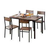OOIILLEE Ensemble Salon Vintage Marron - Table à Manger avec 4 chaises - Meuble Balcon, Salle à Manger ou Salon - Style rétro Chaleureux