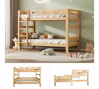 OOIILLEE Lit Superposé Enfant 2 en 1 Modulable en Pin Massif - 2 Lits Simples Séparables, Structure Renforcée, Montage Facile pour Chambre d’Ado et Enfant, Design Économique 90x200 cm