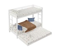 OOIILLEE Lit Superposé Enfant 90x200 cm avec Lit Gigogne Intégré | Cadre Métal Robuste Noire | Garde-Corps Surélevé | sans Matelas | Idéal pour Chambre d'enfants et Espace de Rangement