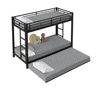 OOIILLEE Lit Superposé Enfant 90x200 cm avec Lit Gigogne Intégré | Cadre Métal Robuste Noire | Garde-Corps Surélevé | sans Matelas | Idéal pour Chambre d'enfants et Espace de Rangement