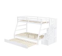 OOIILLEE Lit Superposé Gigogne Enfant - Lit Évolutif 2 en 1 Convertible 90/120x200 cm en Pin et MDF Blanc avec Échelle Sécurisée, Barrières de Protection 4 Côtés et Main Courante Antidérapante
