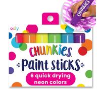 Ooly Chunkies Sticks de peinture de temperature a sechage rapide pour enfants Couleurs neon ensemble de 6 batons de peinture pour enfants twistab