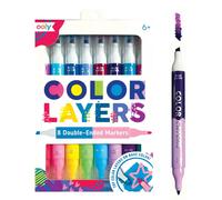 Ooly Color Layers Marqueurs double face Lot de 8 marqueurs colors 16 couleurs avec pointe biseaute et pointe sur chaque marqueur pour enfants