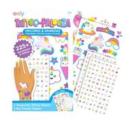 Ooly Lot de 35 tatouages temporaires licorne et arc-en-ciel et 192 autocollants pour ongles pour enfants, activités de Pâques pour bébés, tatouages d'enfants, non toxiques et sûrs, cadeaux de fête et