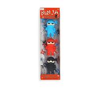 Ooly Ninja Erasers - Set Of 3 - Blue Red And Black Colors - 175 Tall