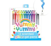 OOLY Stylos Gel Pailletés Parfumés - Lot de 12 - Vert - Fruité - Fine - Côtelée - Multicolore - Ambidextre