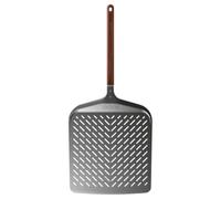 ooni Pelle à pizza perforée Signature de 35,6 cm - Pelle à pizza en aluminium anodisé de 35,6 cm avec long manche en bois de noyer, spatule à pizza, accessoires de four à pizza, outils à pizza