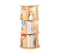 OOOK Bibliotheque Rotative, Bibliotheque Tournante à 3 Niveaux, Étagère Livre Bois Massif à 360°, Étagère Bois Rangement pour Chambre d'enfant, Salon