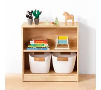 OOOK Étagère Montessori en Bois D'hévéa, 60 cm de Long, Bibliothèque Compacte pour Tout-Petits, Meuble de Rangement en Bois Massif avec Étagères pour Salle de Classe, Jardin d'enfants