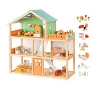 OOOK Maison de Poupées en Bois, Maison de Poupee avec 42 Accessoires de Meubles de Luxe, Maison de Poupées Moderne Idéale pour les Tout-petits de 3 à 5 ans