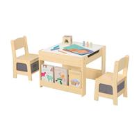 OOOK Table Enfant avec 2 Chaises 3-7 Ans, Table et Chaise Tout-Petit 4 en 1, Bureau Enfant avec Rangement d'activité pour Tout-Petits adapté à la Chambre d'enfant, crèche et Salle de Jeux