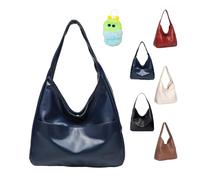 Ooomay Sac à bandoulière Maya imperméable de grande capacité en cuir PU souple pour femme, bleu, 34*25*11 cm (13.4*9.8*4.3 inches)