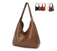 Ooomay Tote Bag, Leather Tote Bags with Large, Leather Waterproof Work Soft Tote Bag for Women, for Everything Not Look Bulky (Brown)