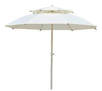OOOMG Parasol De Jardin Patio Umbrella 2,5 M / 3 M, Parasol De Table De Marché Extérieur À Double Pont, Pour Terrasse Plage Piscine, UV 50+ (Vin Rouge, Vert, Bleu, Blanc)
