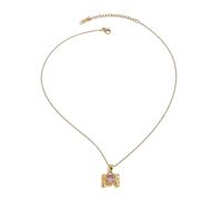 OOOVAVNE Collier avec pendentif lettre en acier inoxydable, bijou tendance, cœur rose, amour, 1 pièce