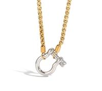 OOOVAVNE Collier pendentif classique en argent avec fermoir à cadenas, en acier inoxydable, bijoux vintage, 1 pièce