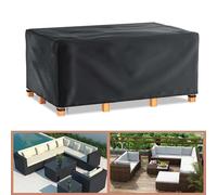 OOOXZO BâChe Table De Jardin ExtéRieur 220x220x75cm/LxWxH Housses pour Tables De Jardin, 600D Pas Cher Housse Salon de Jardin avec Corde Et Boucle Verrouillage Housse d'hiver pour Sièges D'extérieur