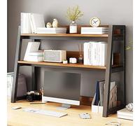 OOPDNEGAK 2 Couches DIY Étagère Livre Bureau Bibliothèque Organisateur De Bureau À Poser, Étagère De Rangement en Bois Et Métal, Présentoir pour Décoration Intérieure Fournitures(75x32x90cm)