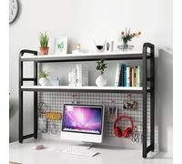 OOPDNEGAK 2 Couches DIY Étagère Livre Bureau Bibliothèque Organisateur De Bureau À Poser - Étagère De Rangement en Bois Et Métal, Présentoir De Rangement Autoportant avec Grillex(A,115X25X98CM)